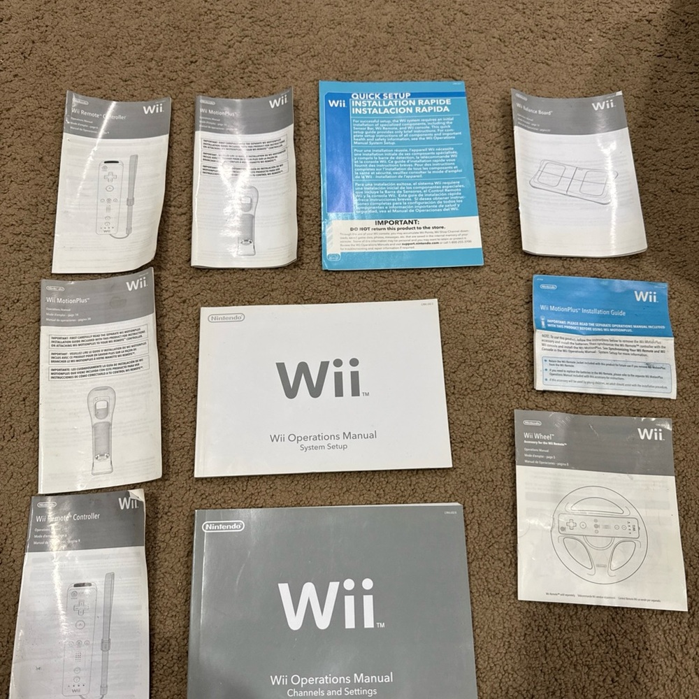 Nintendo Wii 10 US Manual Insert Lot Wii Remote Wheel Motion Plus Balance Board